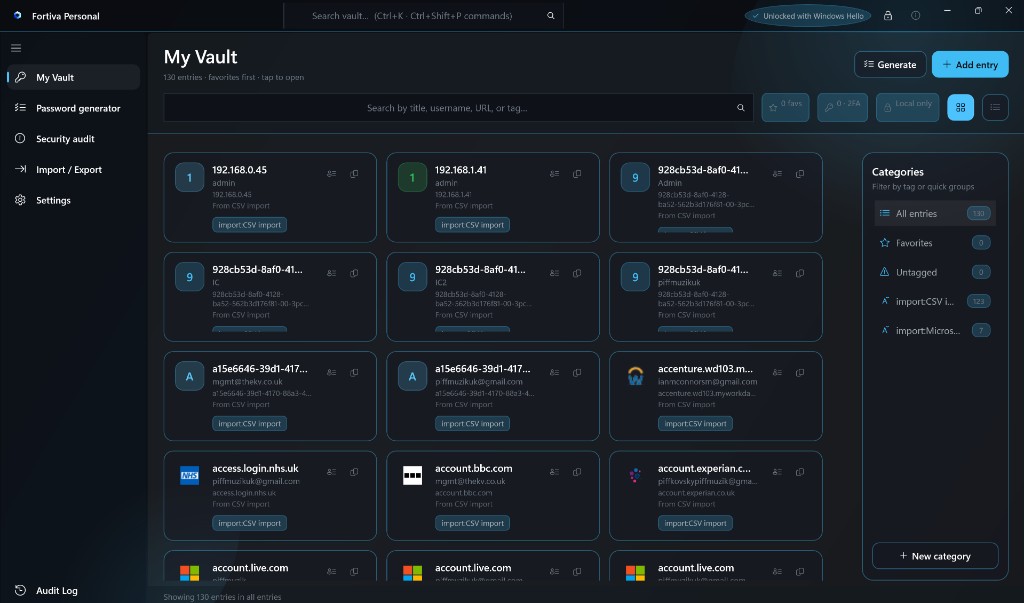 Fortiva My Vault after onboarding